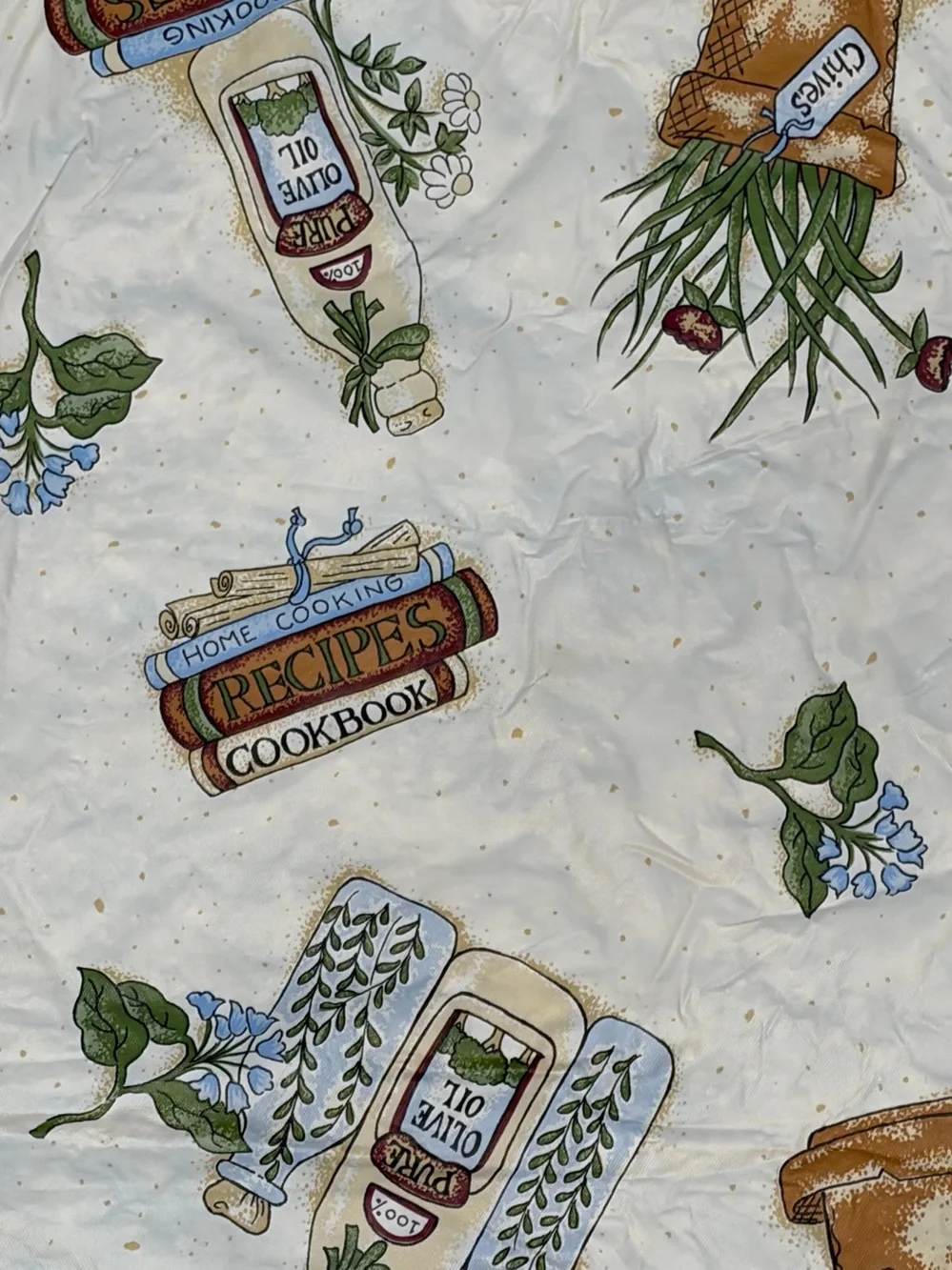 Vintage Large Plastic Vinyl Cooking Themed Tablecloth 50 x 50.15 cookbook Herb